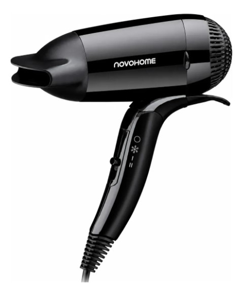 Secador de pelo negro — 1200W · 2 velocidades · bo