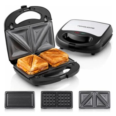 Sandwichera 3 en 1 — 760W · acero inoxidable