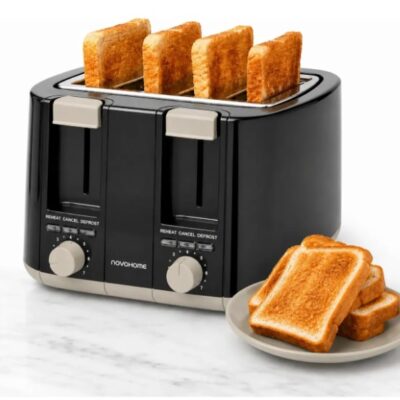 Tostadora 4 rebanadas negra — 1500W · descongelar