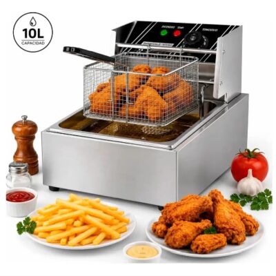 Freidora de aceite 10 L — 2500W · válvula de corte