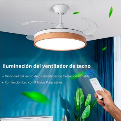 Ventilador retráctil blanco — De techo · motor DC