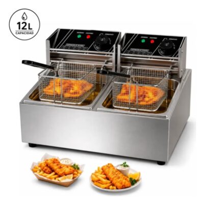 Freidora de aceite doble 12 L — 2 × 2500W · válvul