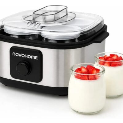 Yogurtera de acero inoxidable — 4 frascos de vidri