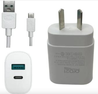 Cargador de Pared PRO21 Carga Rápida USB y USB-C c